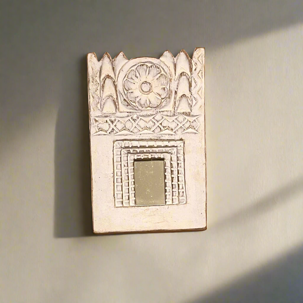 Wooden Temple Mirror Wall Hanging