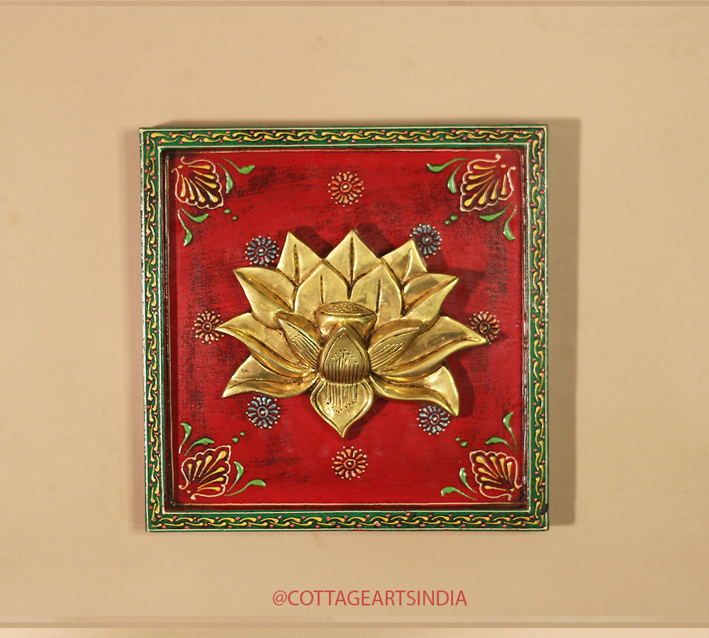 Brass Lotus Wooden Framed