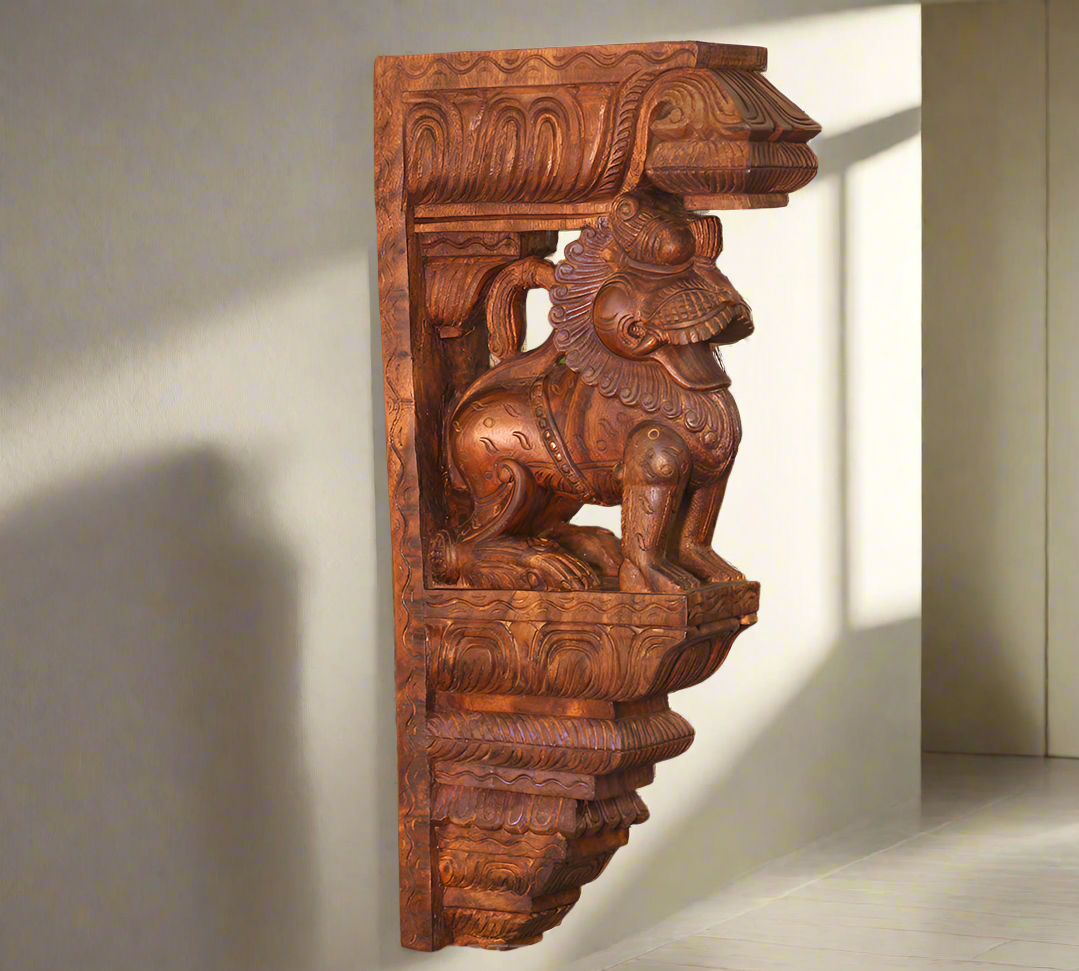 Wooden Yali Bracket For Wall -Single