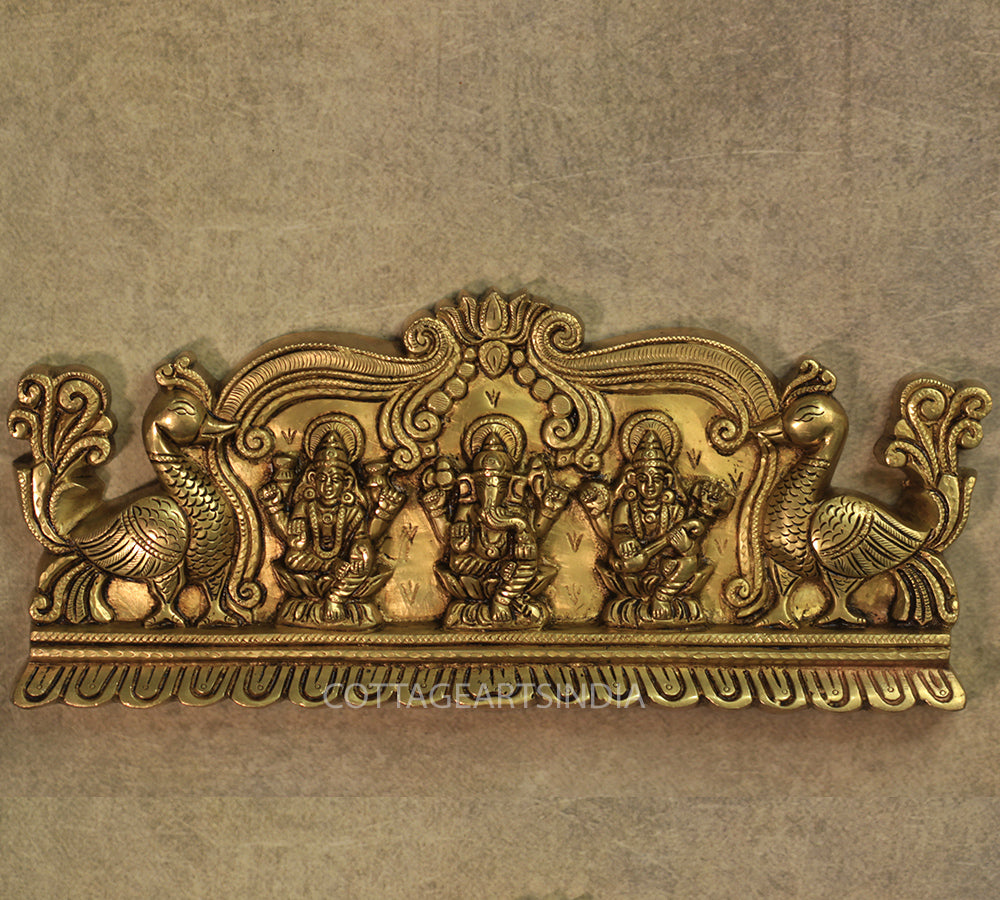 Brass Laxmi Ganesh Saraswati Wall Hanging