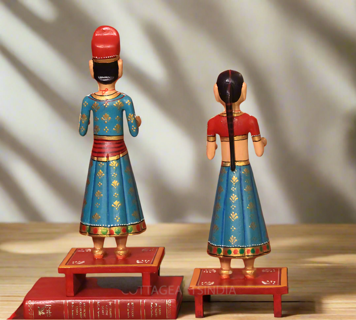 Wooden Gangaur Dolls  Pair 14"