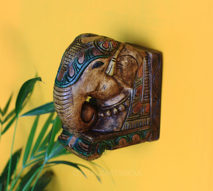 Wooden Elephant Wall Bracket