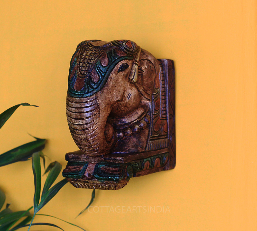 Wooden Elephant Wall Bracket