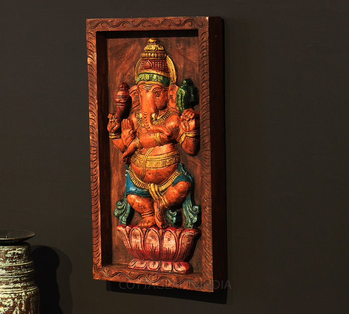 Wooden Ganesh Wall Art