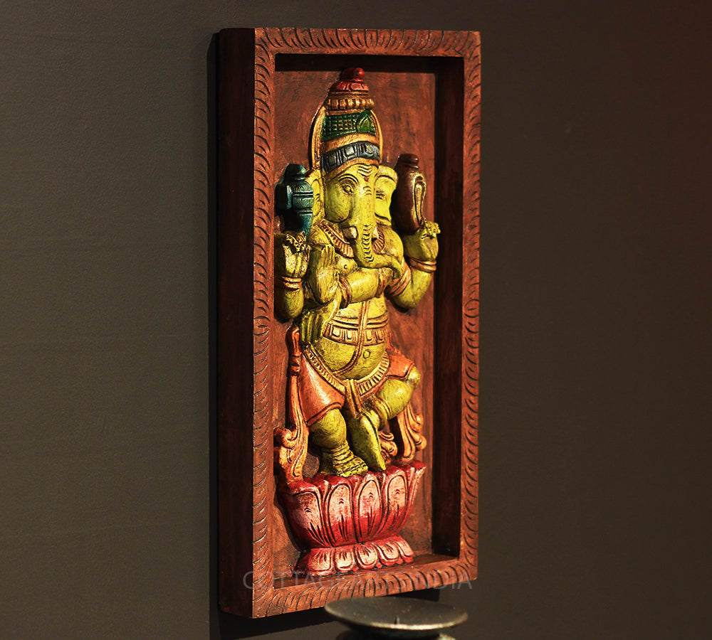 Wooden Ganesh Wall Art