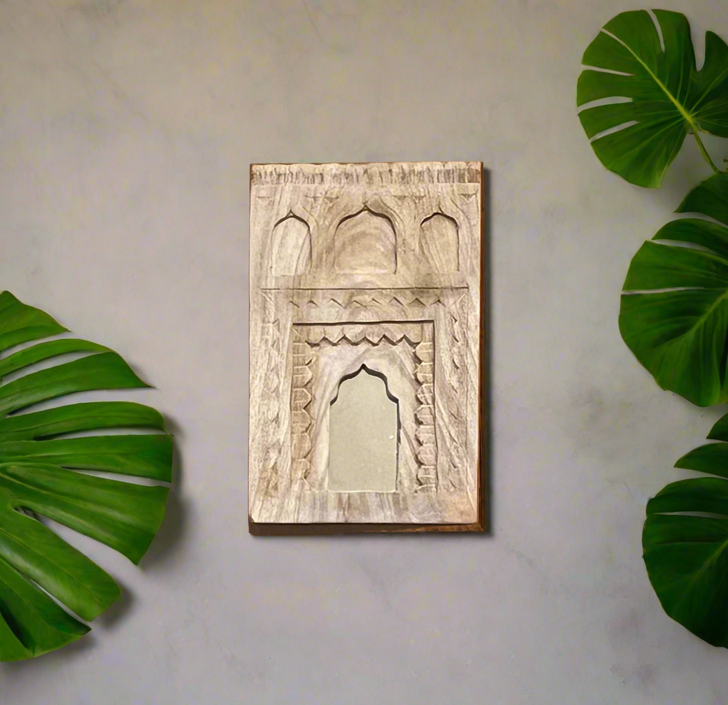 Wooden Temple Mirror Wall Hanging