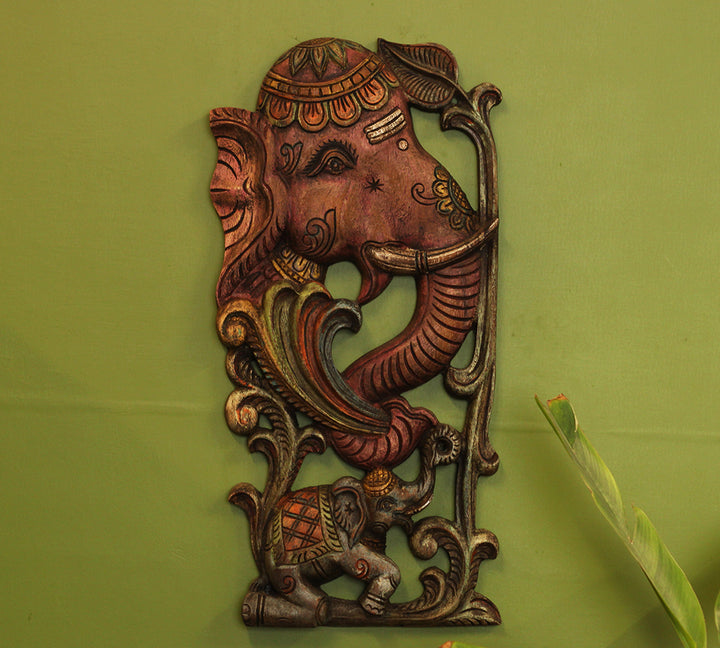 Wooden Elephant Wall Hanging Panel-Pair