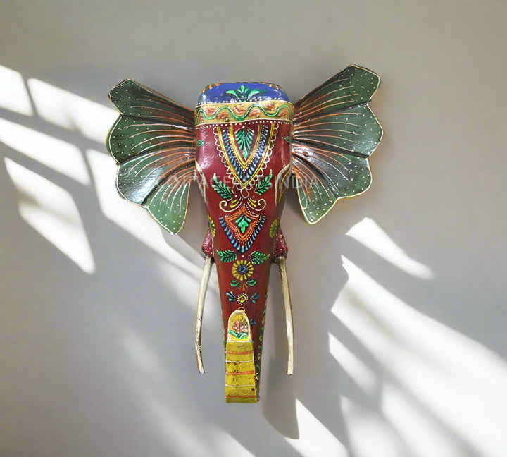 Wooden Painted Elephant Wall Hanging