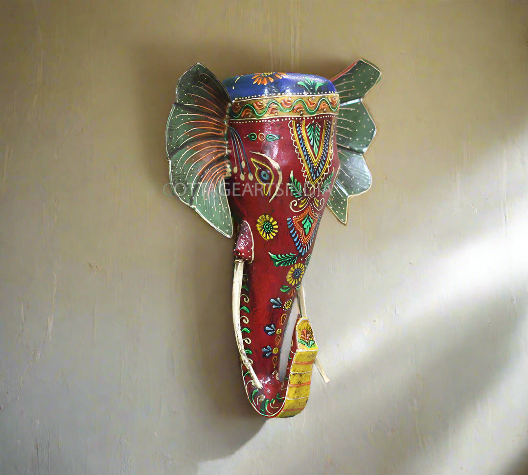 Wooden Painted Elephant Wall Hanging