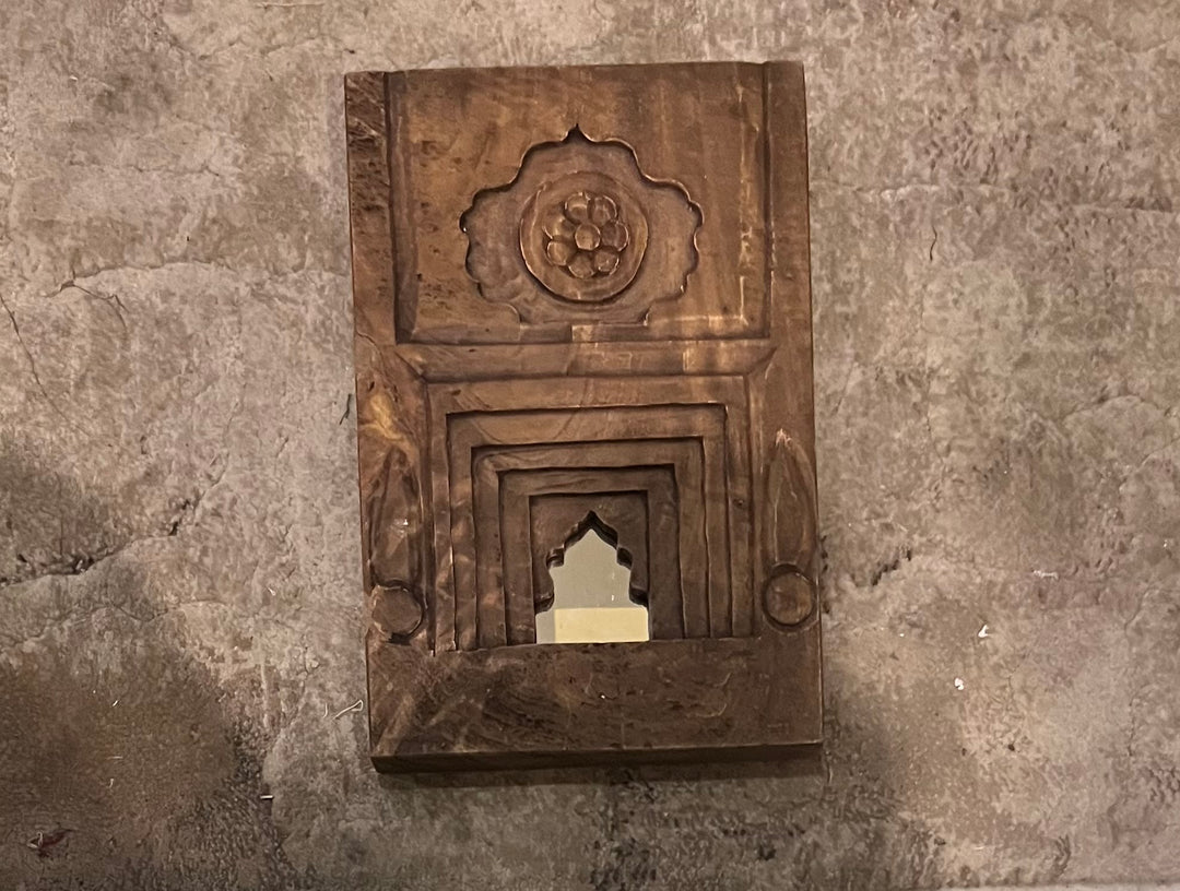 Wooden Temple Mirror Wall Hanging