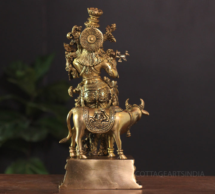 Brass Cow  Krishna 14"