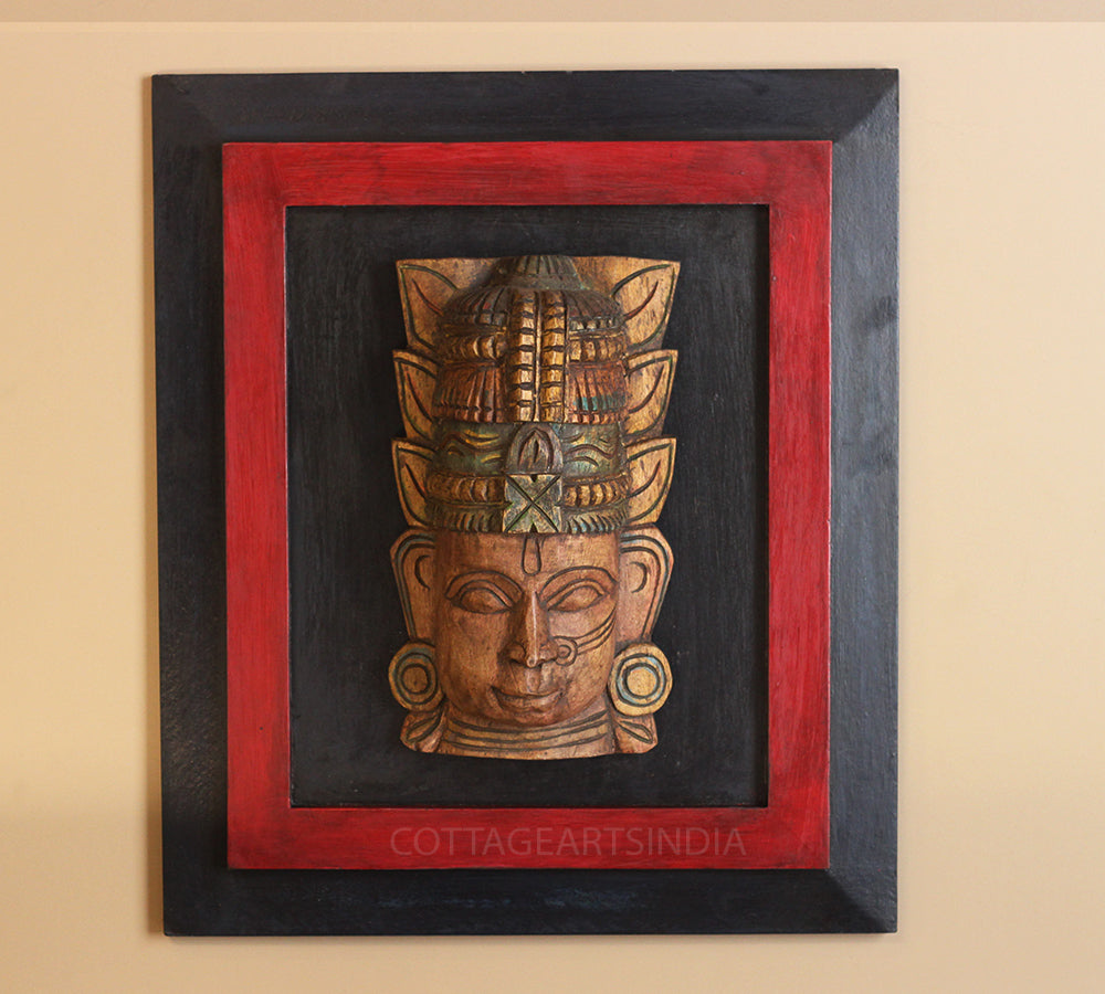 Wooden Frame With Devi Laxmi Wall Mask Hanging