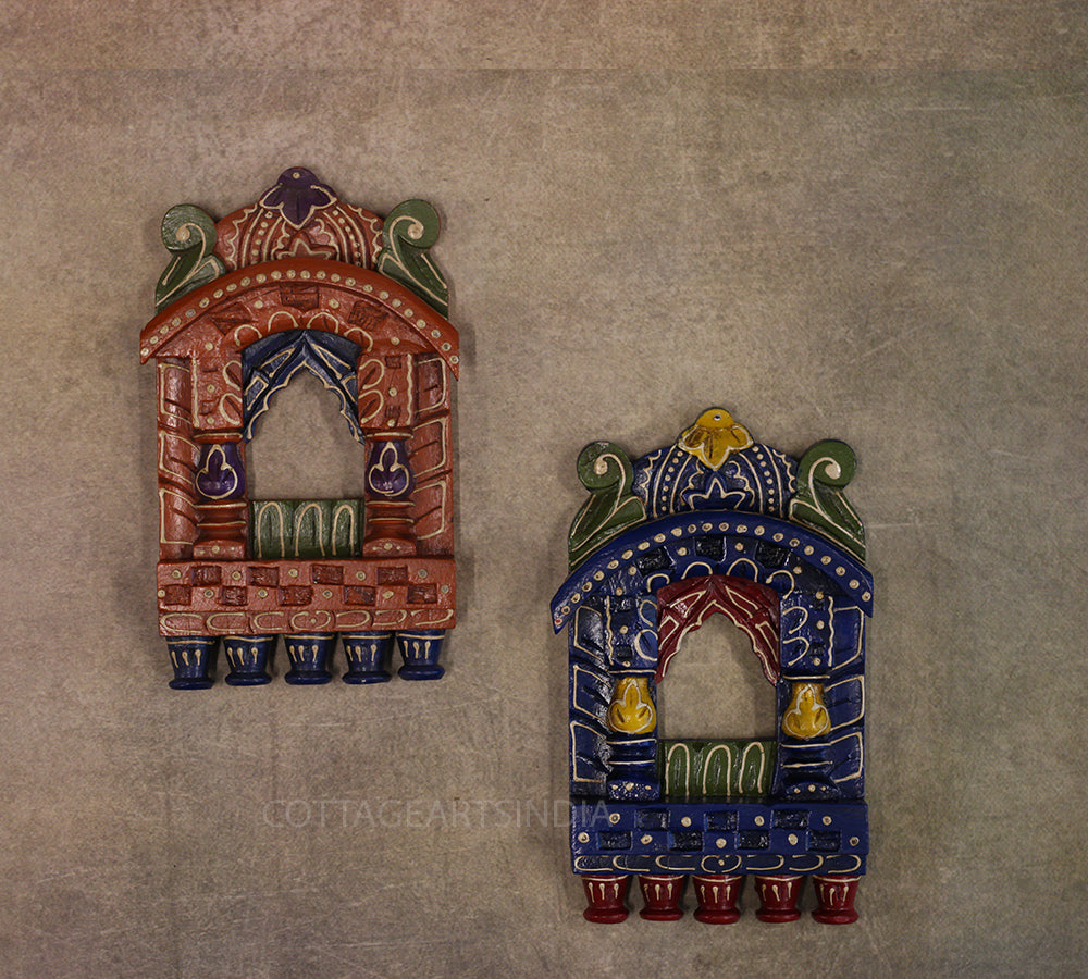Wooden Jharokha Multicolor Set of 2