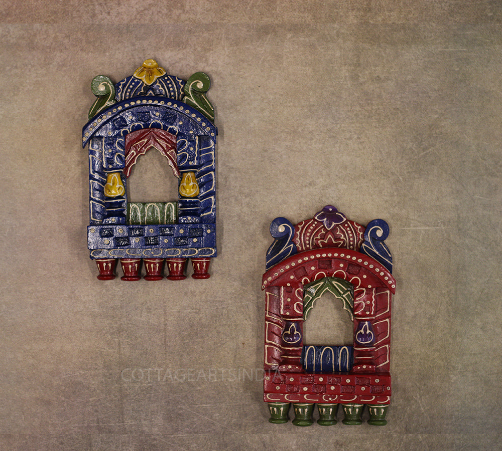 Wooden Jharokha Multicolor Set of 2