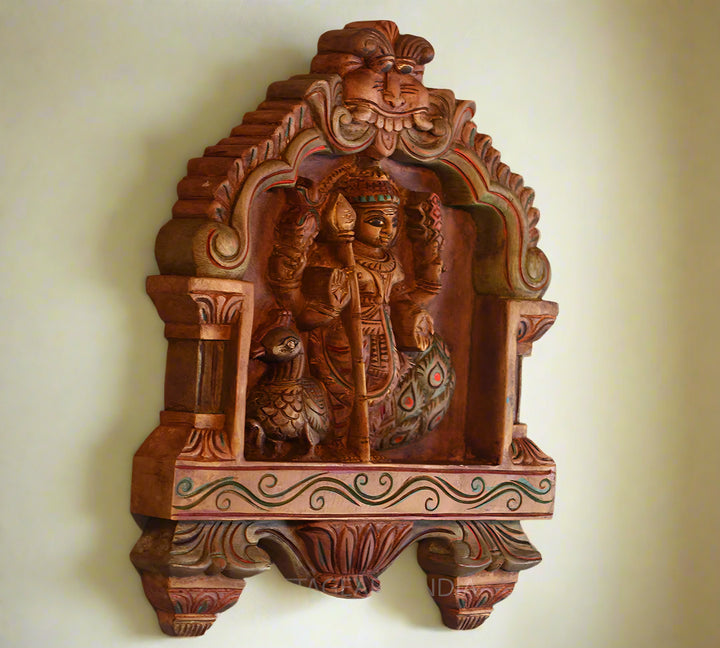 Wooden Kavadi Framed Lord Murugan -Kartikaye Wall Hanging