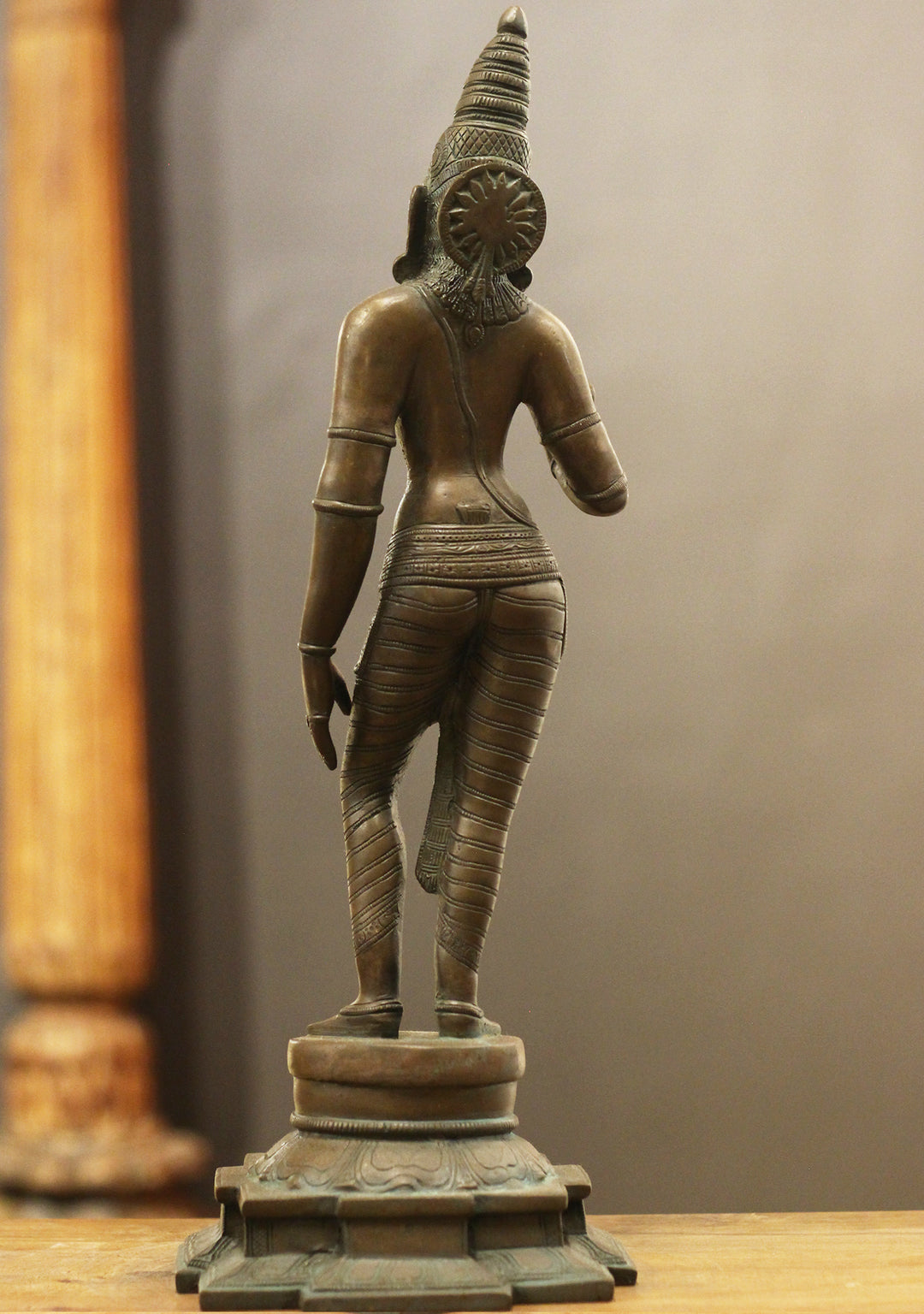 Brass Standing Uma Parvati – Chola Style in Authentic Bronze Finish