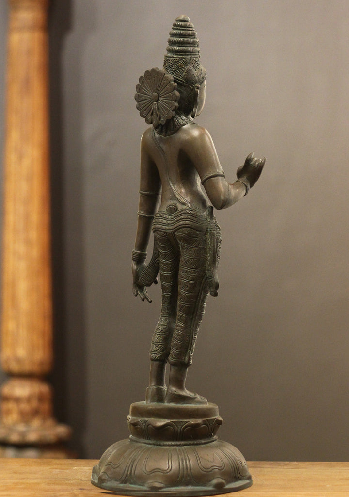 Brass Standing Parvati – Chola Style in Authentic Bronze Finish