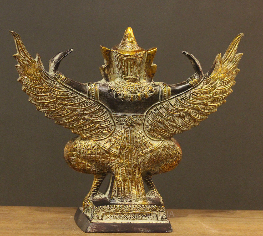 Brass Garuda Half Sitting Posture Antique Black Gold Finish