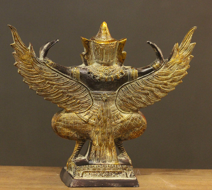 Brass Garuda Half Sitting Posture Antique Black Gold Finish