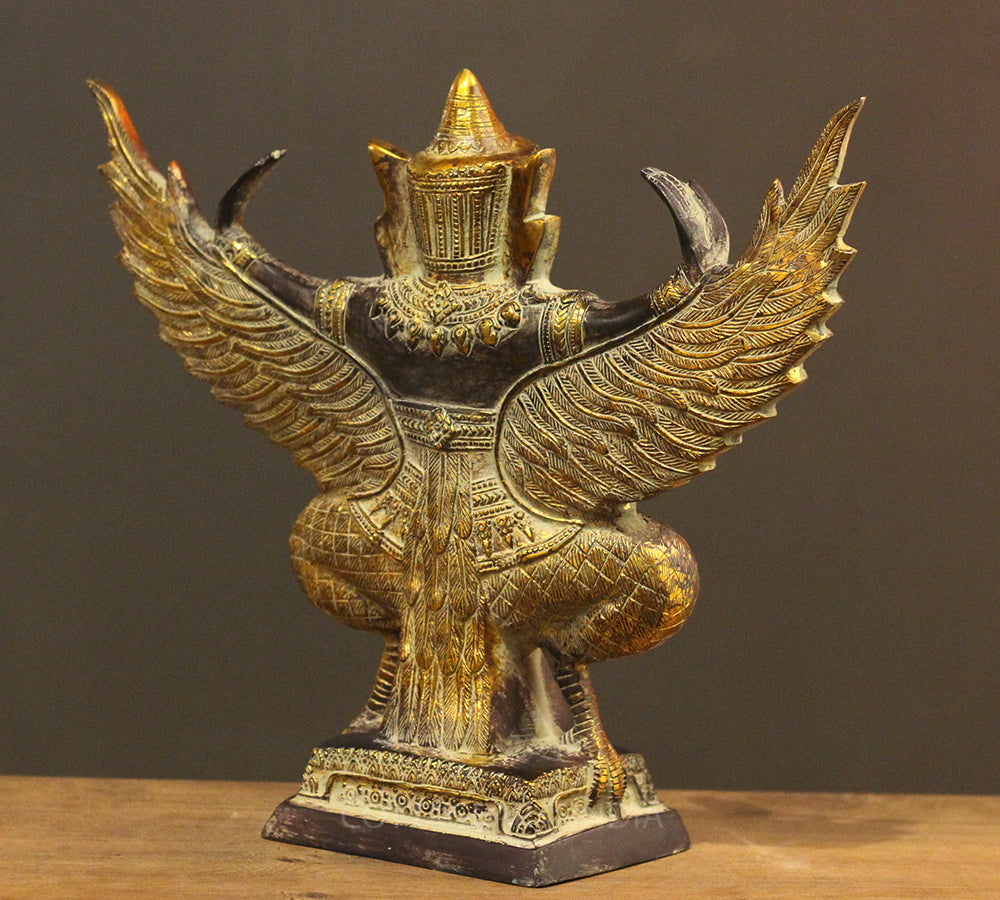 Brass Garuda Half Sitting Posture Antique Black Gold Finish