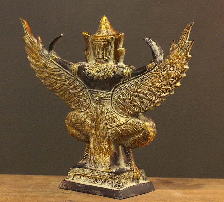 Brass Garuda Half Sitting Posture Antique Black Gold Finish