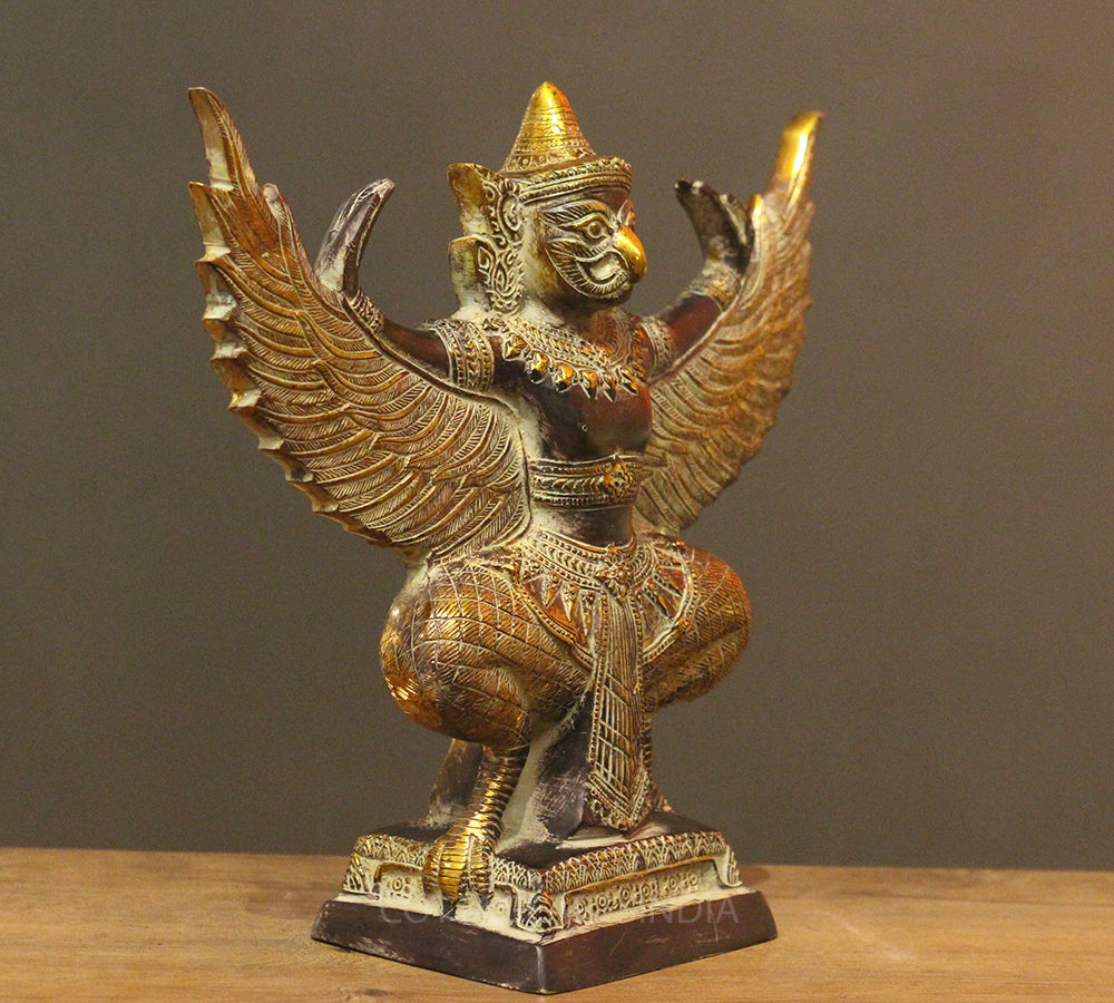 Brass Garuda Half Sitting Posture Antique Black Gold Finish
