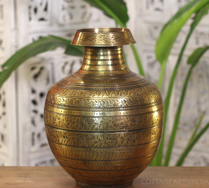 Brass Vintage Carved Planter