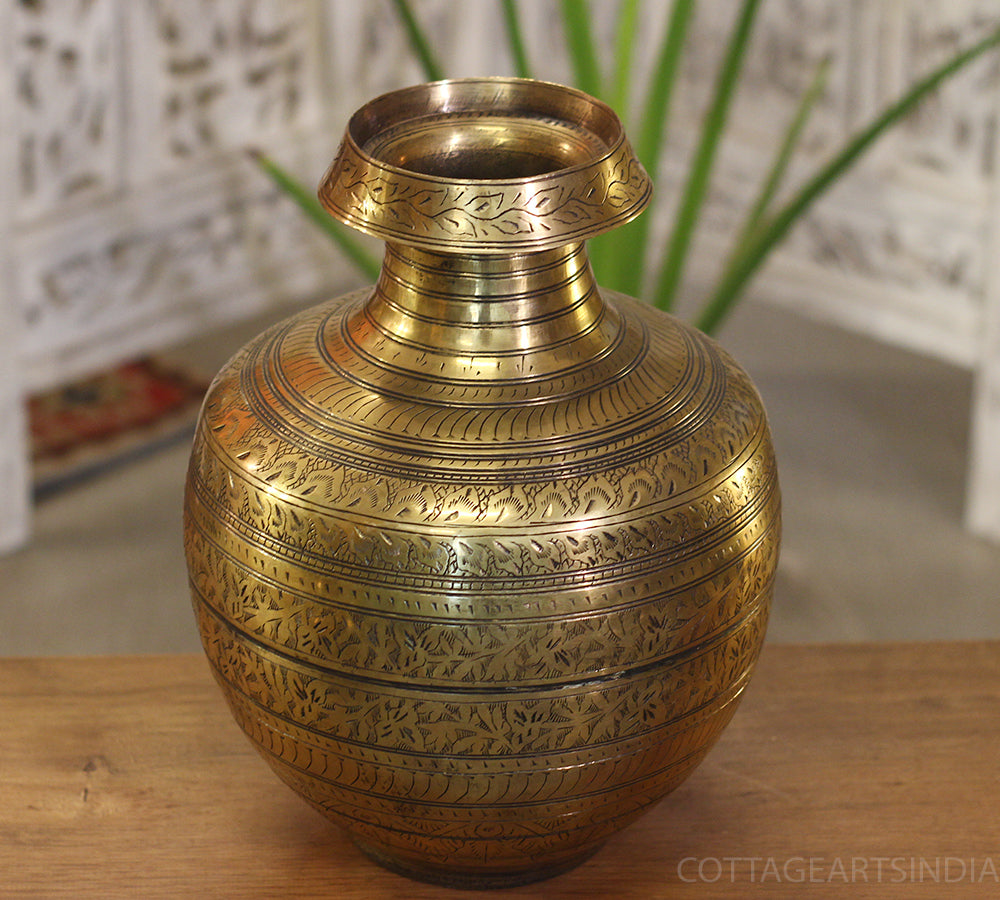 Brass Vintage Carved Planter