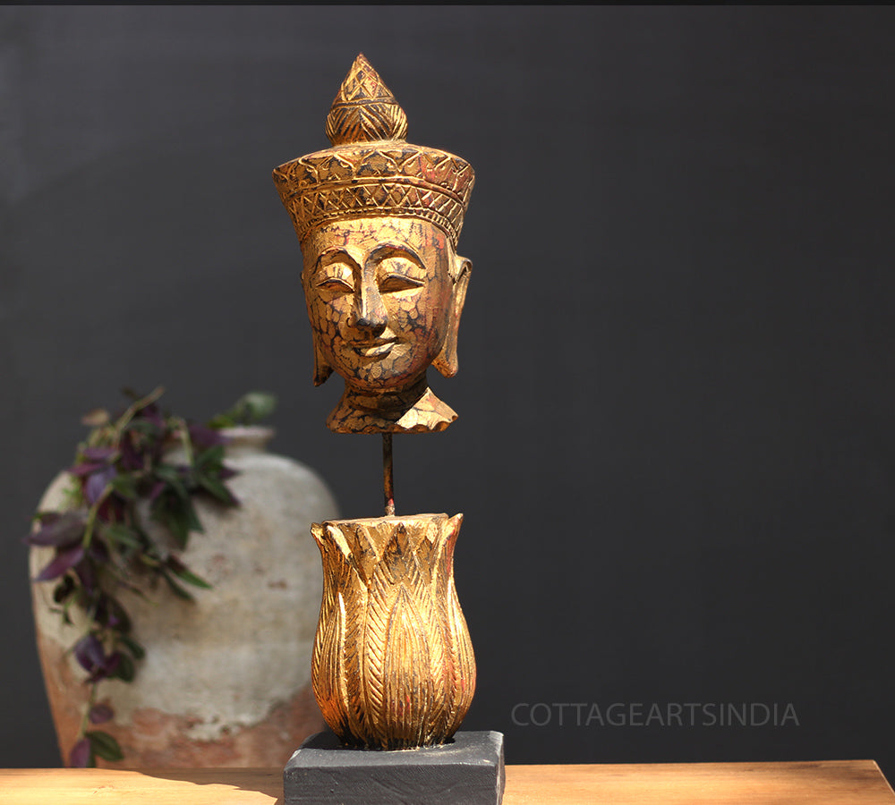 Wooden Vintage Buddha Face