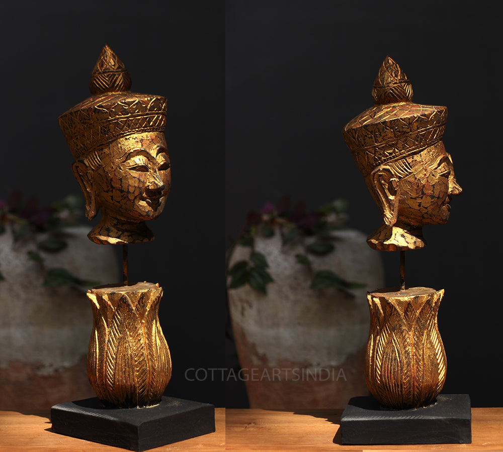 Wooden Vintage Buddha Face