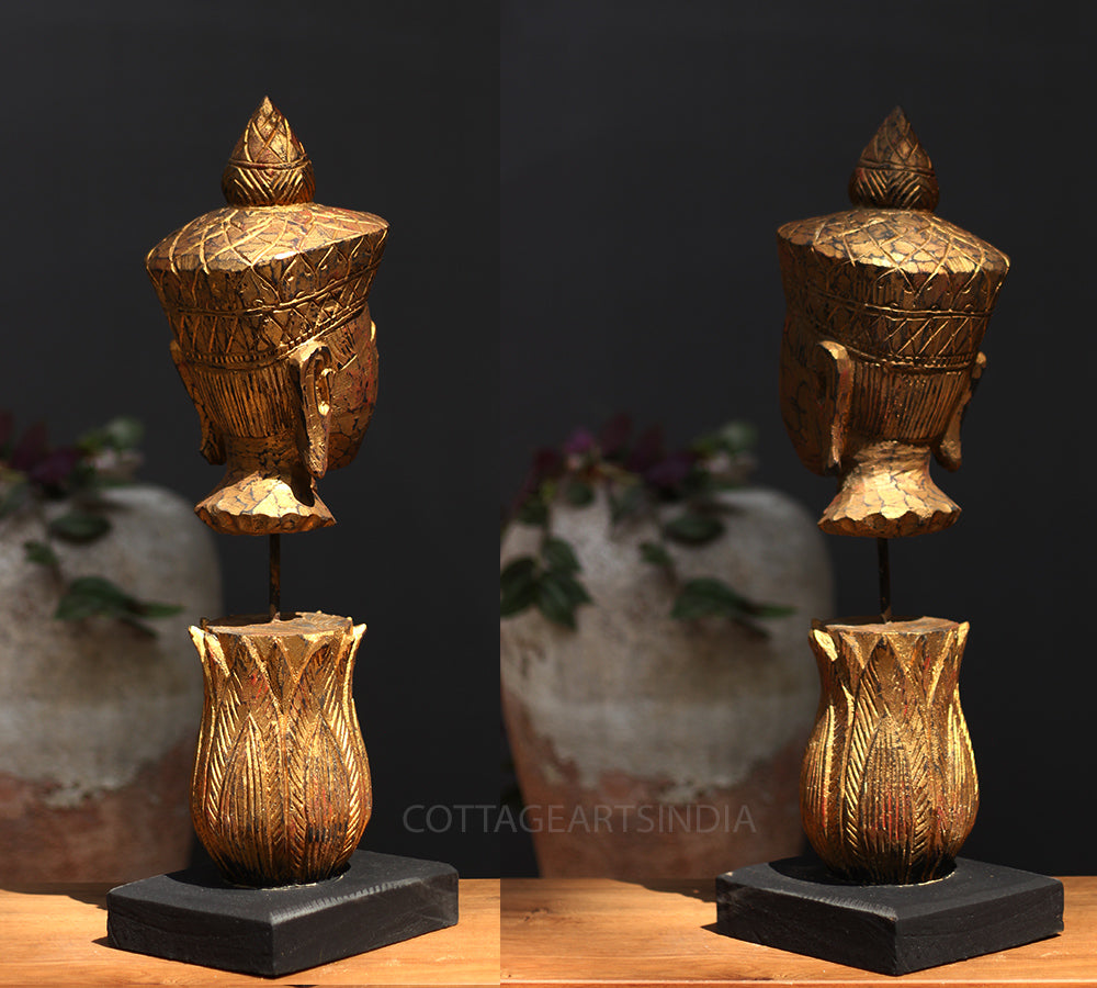 Wooden Vintage Buddha Face