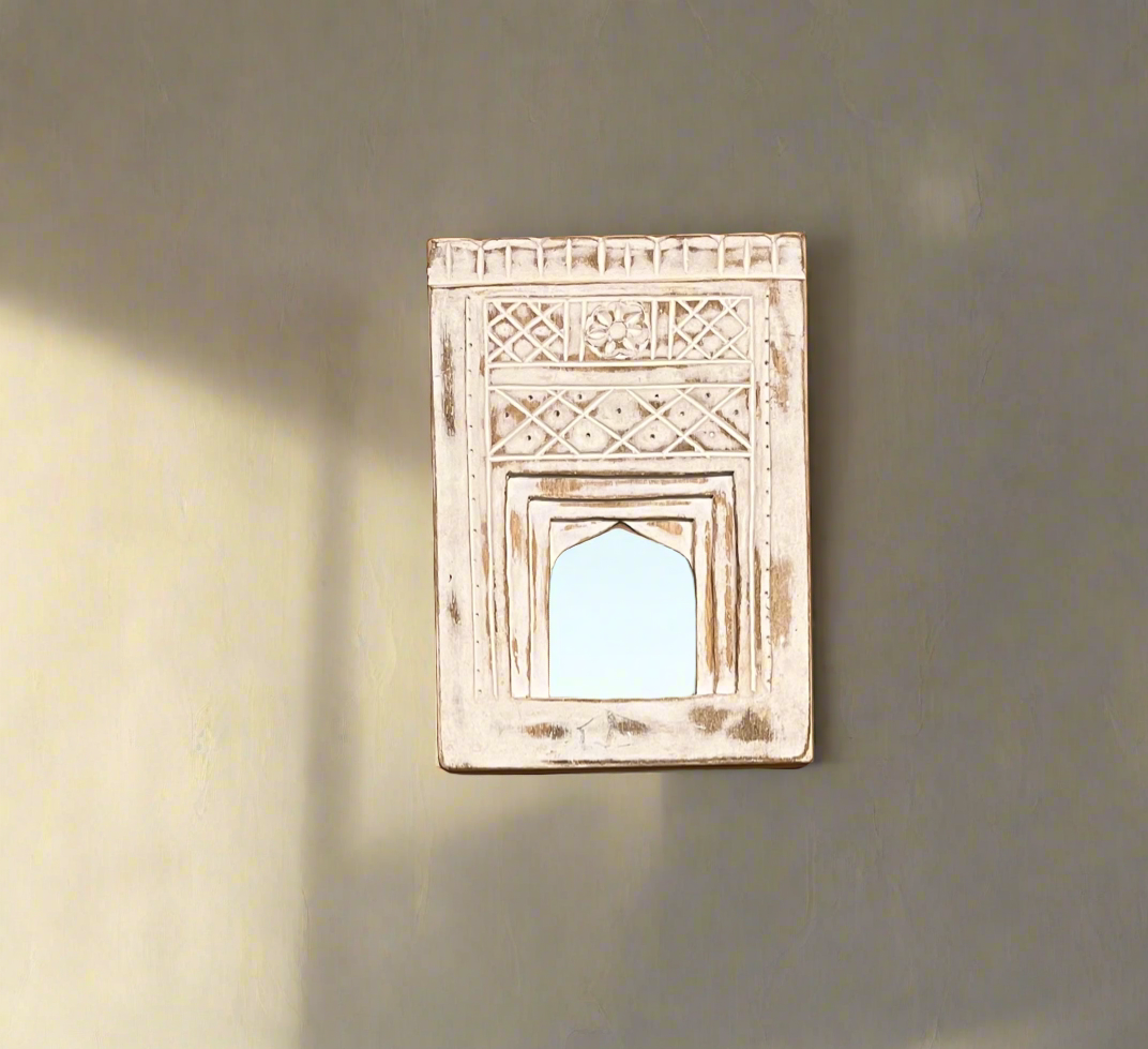 Wooden Temple Mirror Wall Hanging