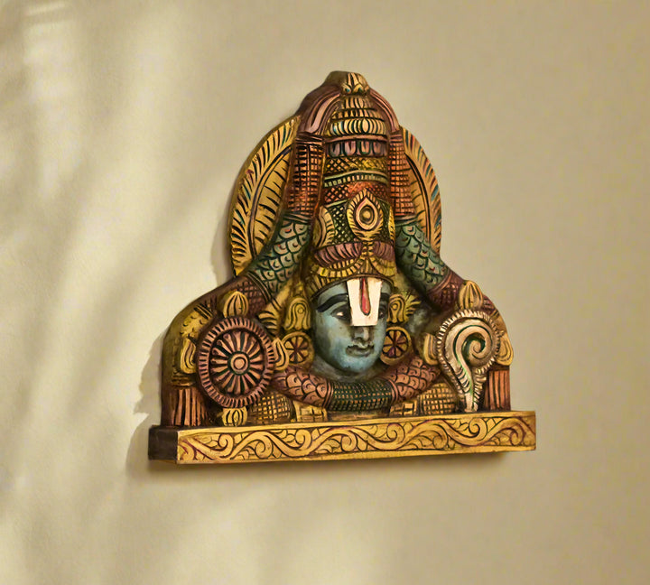Wooden Wall Panel Of Balaji Bust