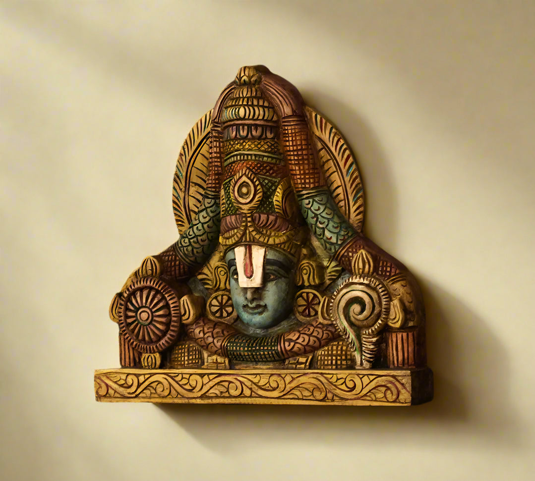 Wooden Wall Panel Of Balaji Bust
