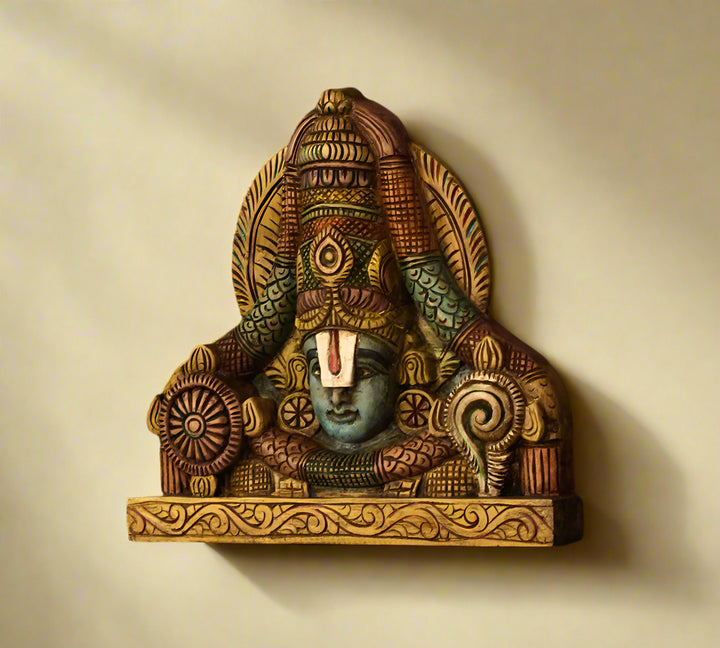 Wooden Wall Panel Of Balaji Bust