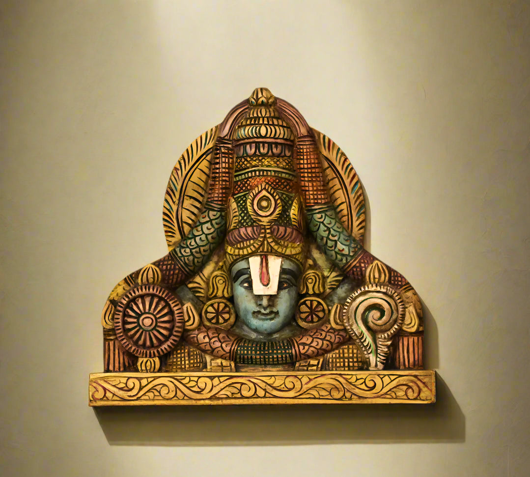 Wooden Wall Panel Of Balaji Bust