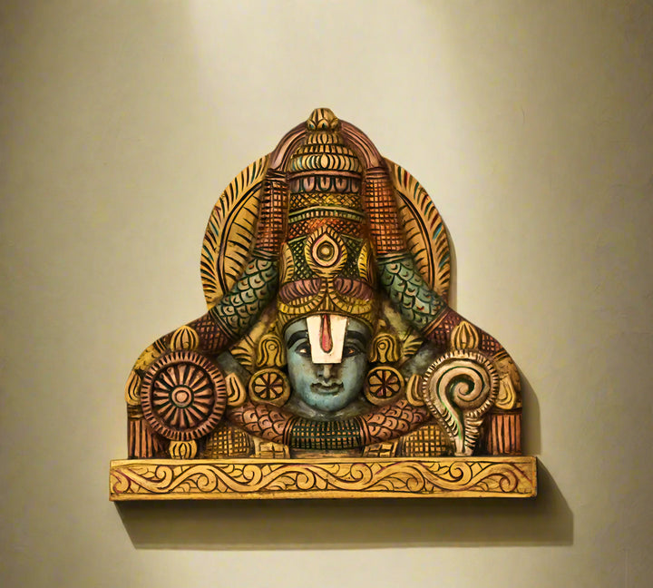 Wooden Wall Panel Of Balaji Bust