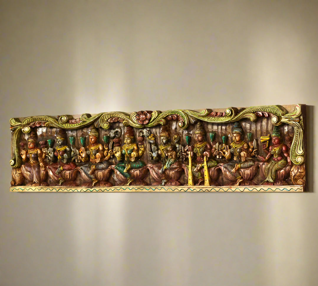 Wooden Ashtalaxmi Wall Panel 48"
