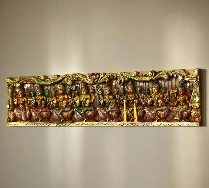 Wooden Ashtalaxmi Wall Panel 48"