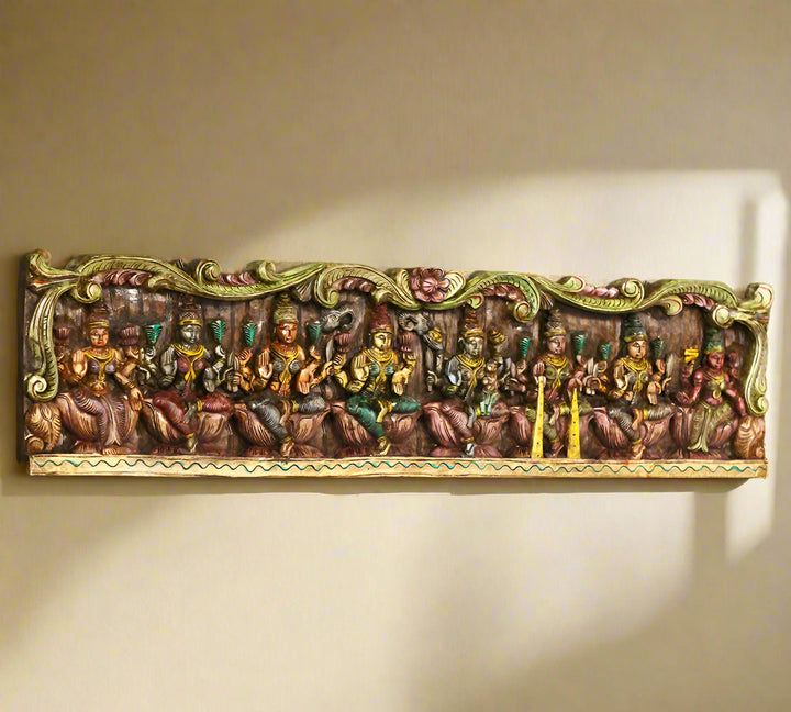 Wooden Ashtalaxmi Wall Panel 48"