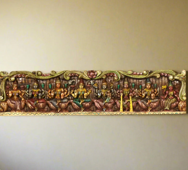 Wooden Ashtalaxmi Wall Panel 48"