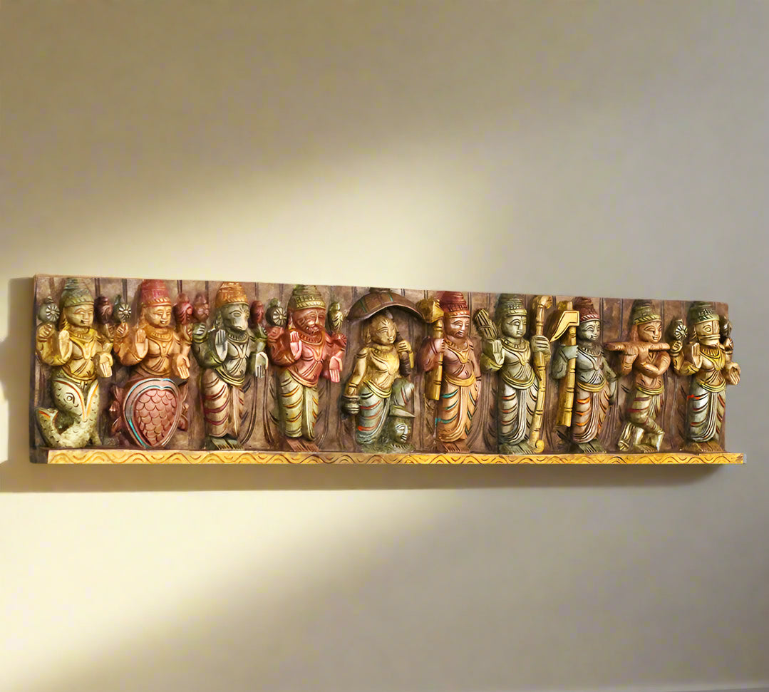 Wooden Wall Panel Dasavathar Horizontal