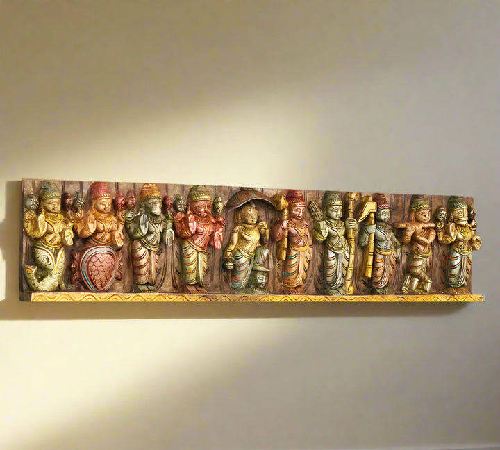 Wooden Wall Panel Dasavathar Horizontal