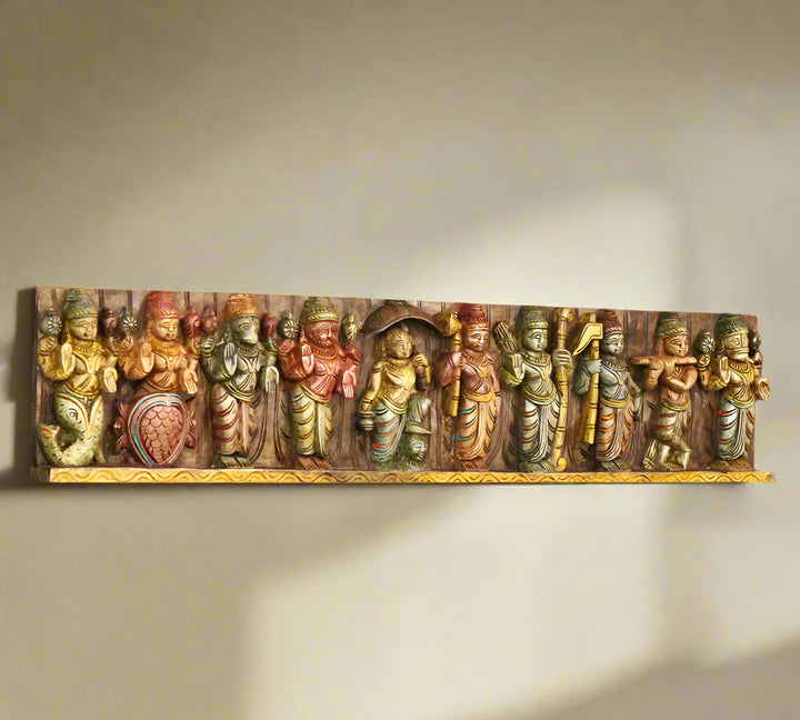 Wooden Wall Panel Dasavathar Horizontal