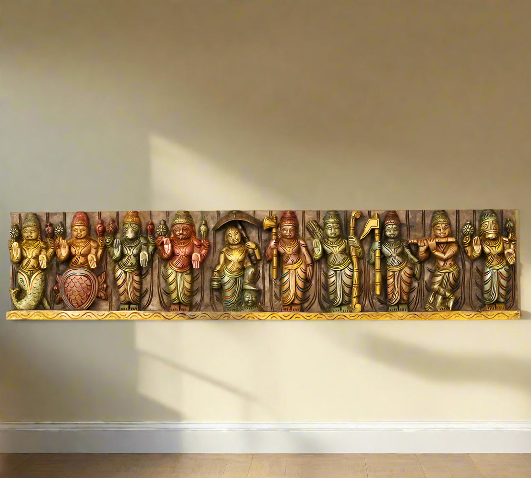 Wooden Wall Panel Dasavathar Horizontal