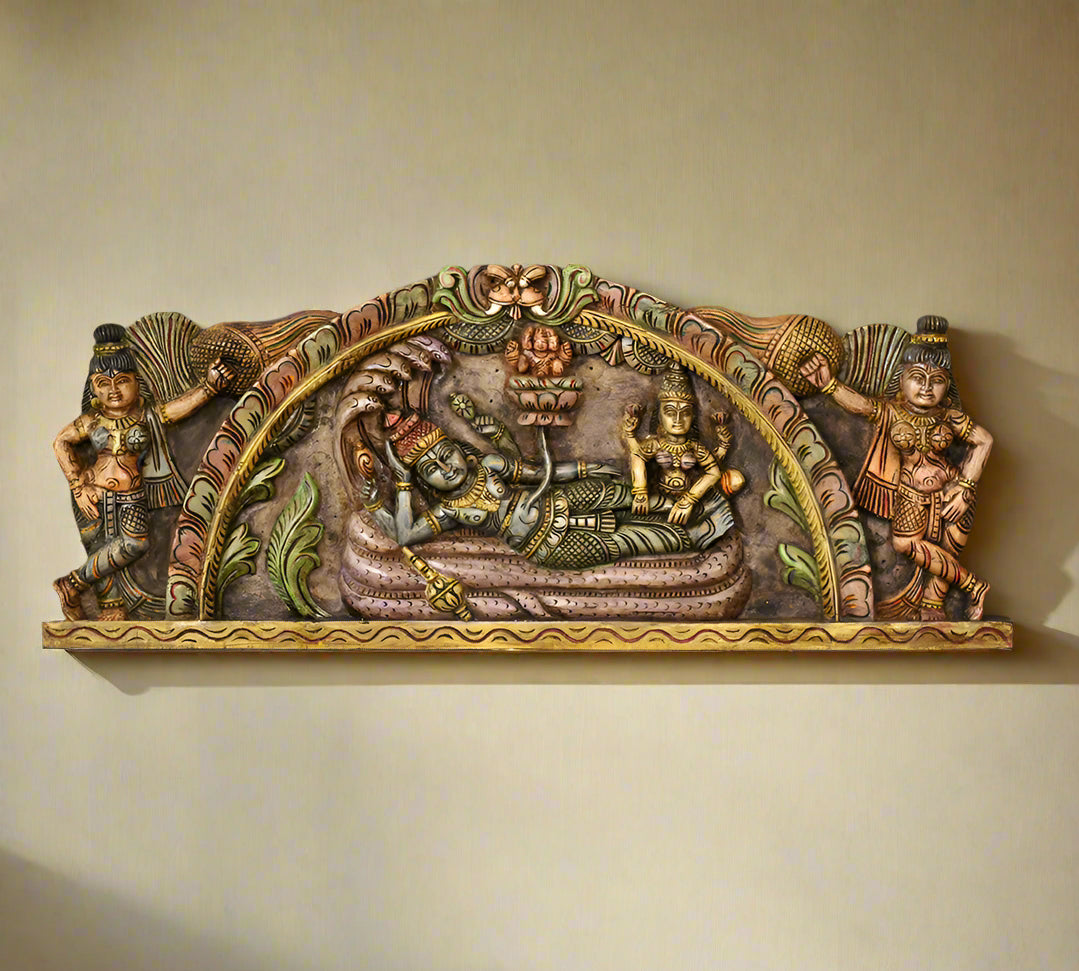 Wooden Vishnu ji Wall Panel