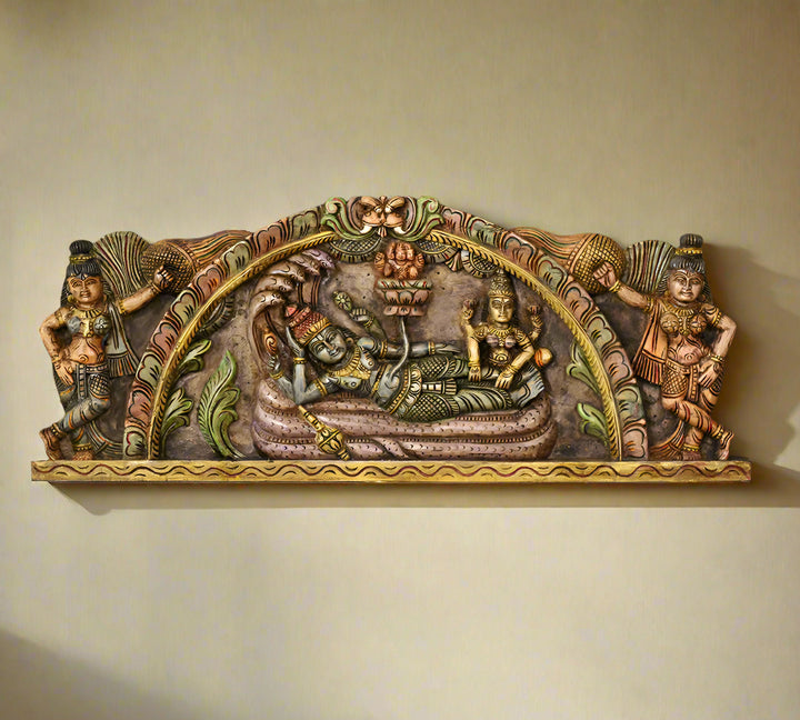 Wooden Vishnu ji Wall Panel