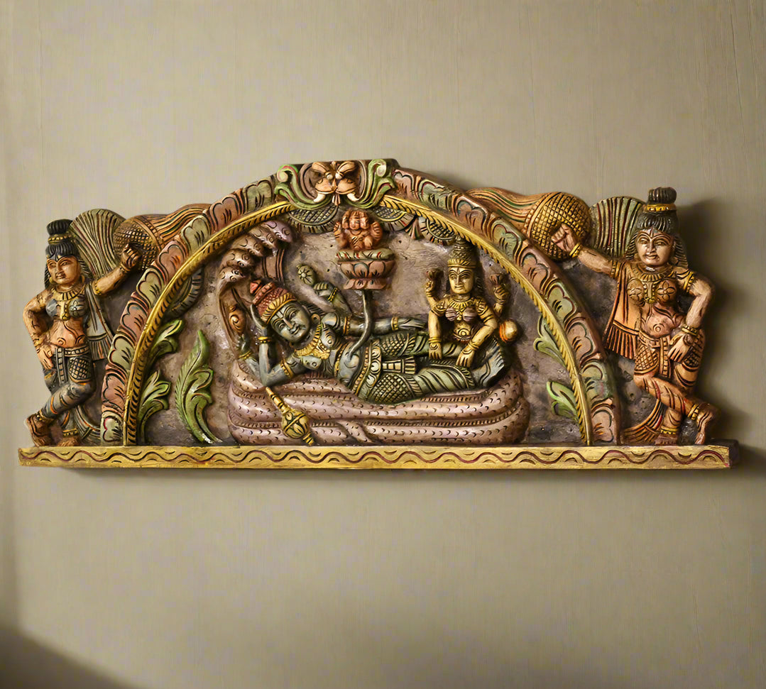 Wooden Vishnu ji Wall Panel
