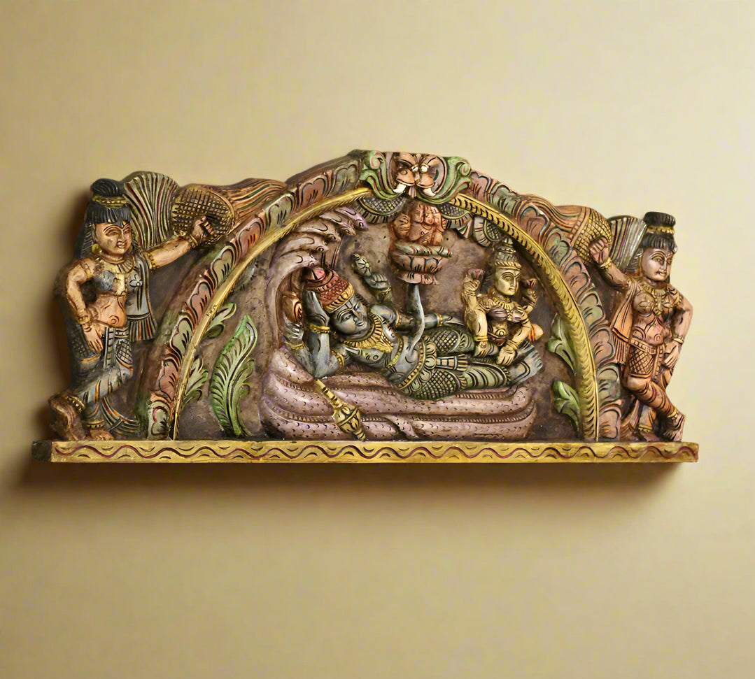 Wooden Vishnu ji Wall Panel