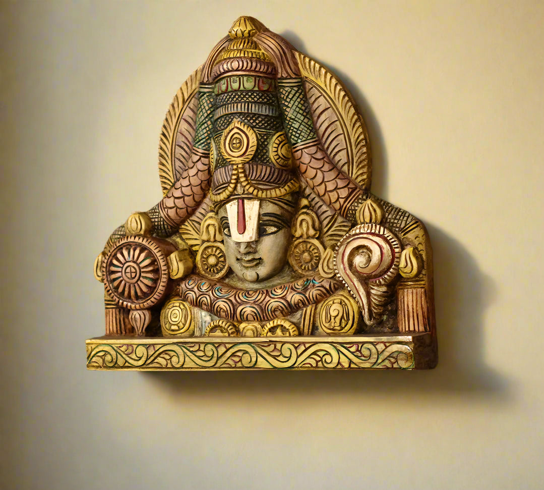 Wooden Wall Panel Balaji Bust